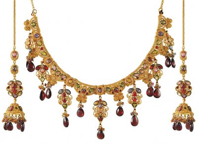 22Kt Bridal Necklace Set ( Antique Necklace Sets )