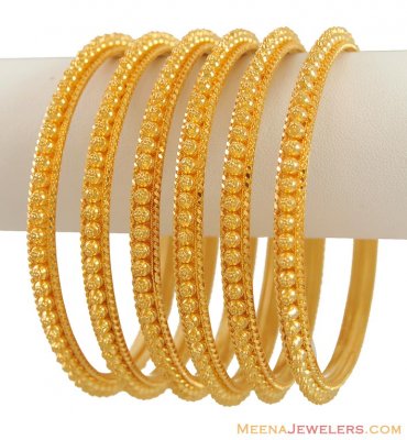 22K Yellow Gold Bangles (6 Pcs) - BaGo9994 - 22K gold bangles (6 pcs ...