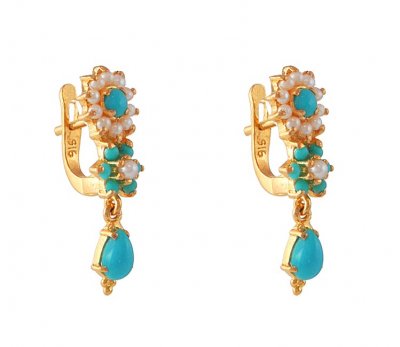 22Kt Precious Stoned Earrings ( Precious Stone Earrings )