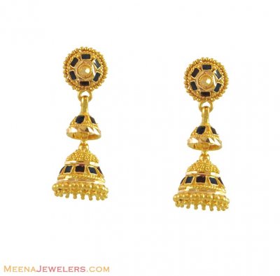 22K Layered Jhumki Earrings ( 22Kt Gold Fancy Earrings )