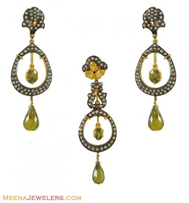 Antique Polki Pendant Set  ( Diamond Victorian Jewelry )