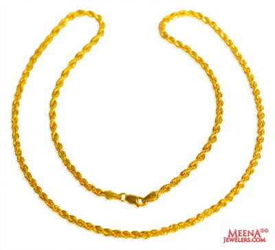 22 Kt Hollow Rope Chain (24 Inches) ( Plain Gold Chains )