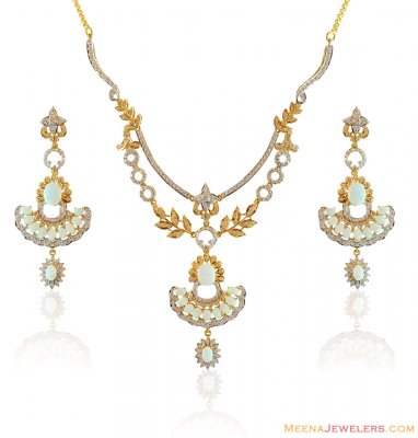 22k Opal Stones Fancy Set  ( Gold Designer Sets )