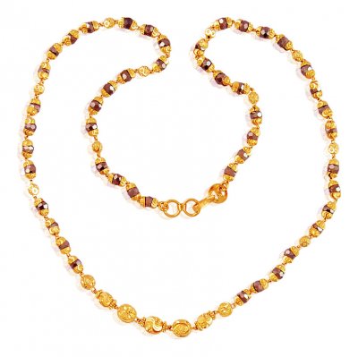 Crystal Beaded Gold Chain 22K ( 22Kt Gold Fancy Chains )