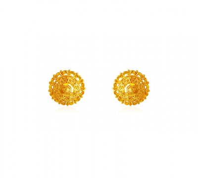 22K Filigree Gold Earrings  ( 22 Kt Gold Tops )