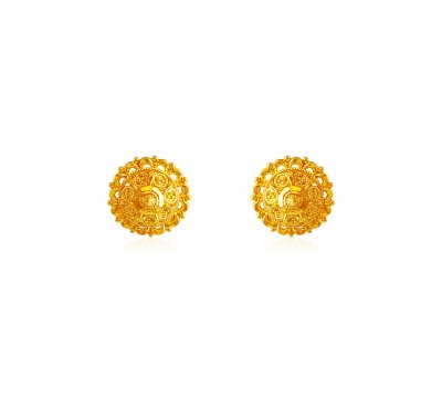 22K Filigree Gold Earrings  ( 22 Kt Gold Tops )