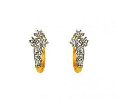 Gold Clip On Earrings With CZ ( Clip On Earrings )