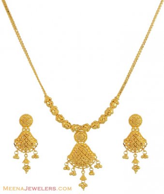 22K Fancy Filigree Necklace Set ( 22 Kt Gold Sets )