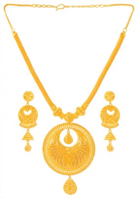 22kt Gold Designer Necklace Set ( Gold Designer Sets )
