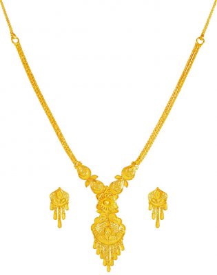 22K Gold Floral Necklace Set ( Light Sets )