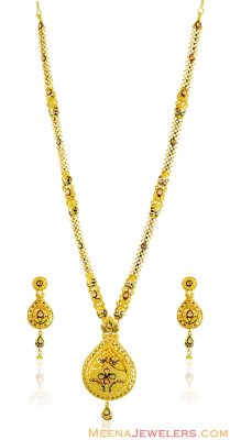 Traditional Long Antique Set 22k ( Bridal Necklace Sets )