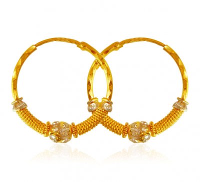 22KT Gold 2 Tone Hoops  ( Hoop Earrings )