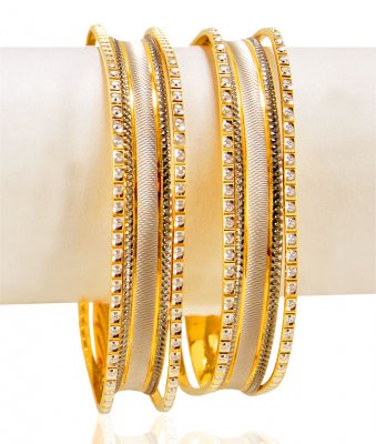 22k Gold  Rhodium Square Bangles  ( Two Tone Bangles )