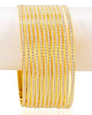 22K Gold Rhodium Bangle (12 PCS) ( Two Tone Bangles )