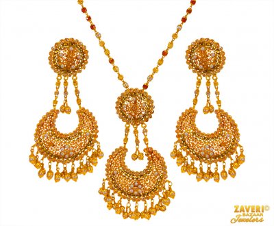 22 Kt Gold Pearl Pendant set ( Precious Stone Pendant Sets )