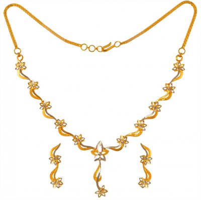22 Kt Gold Necklace Earring Set  ( Light Sets )