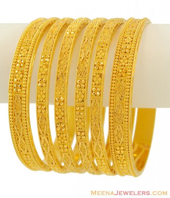 22k Yellow Gold Bangles Set ( Set of Bangles )