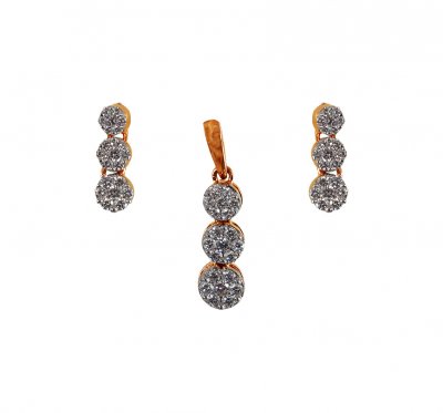 18k Rose Gold Diamond Pendant Set ( Diamond Pendant Sets )