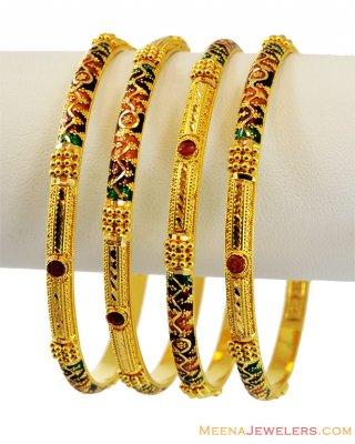 22K Fancy Meenakari Bangles (4 Pc)  ( Set of Bangles )