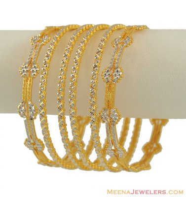 22K 2Tone Laser Bangle Set ( Set of Bangles )