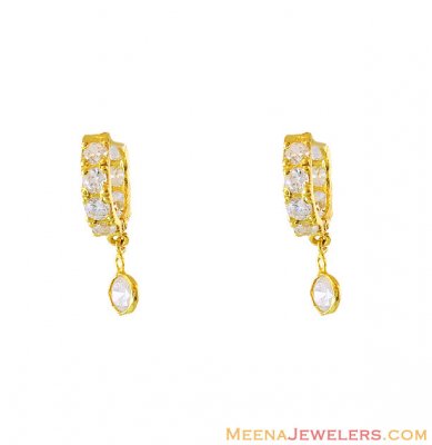 22K CZ Studded Clip On Earrings ( Clip On Earrings )