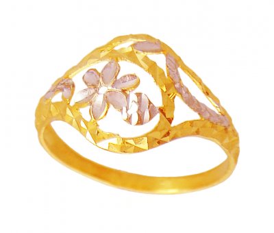 Two Tone 22K Ladies Ring ( Ladies Gold Ring )