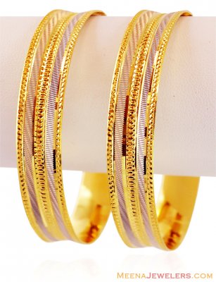 22k Fancy Rhodium Bangle (1 Pc) ( Two Tone Bangles )