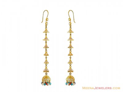 22K Gold CZ Long Earrings  ( Exquisite Earrings )