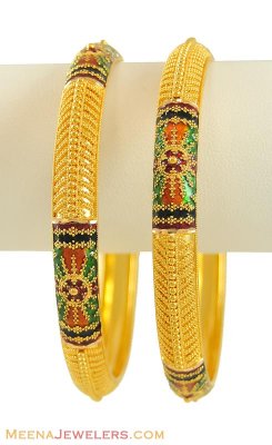 22Kt Meenakari Bangles( 2 pcs ) ( Gold Bangles )