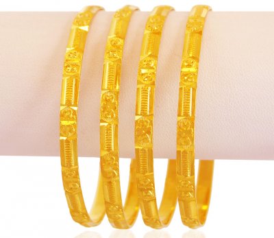 22K Machine Bangles (4 Pc) ( Set of Bangles )