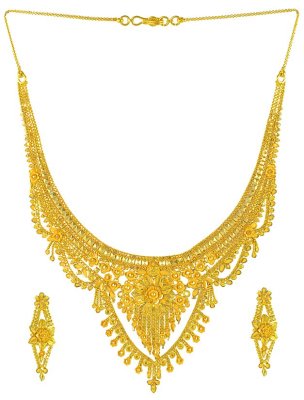 22K Necklace and Earrings Set ( 22 Kt Gold Sets )
