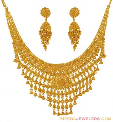 22Kt Bridal Necklace Set ( Bridal Necklace Sets )