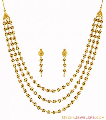 22k Meena Fancy Layered Balls Set  ( 22 Kt Gold Sets )