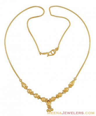 Indian 22k Gold Necklace - ChFc9835 - 22k yellow gold dokia chain ...