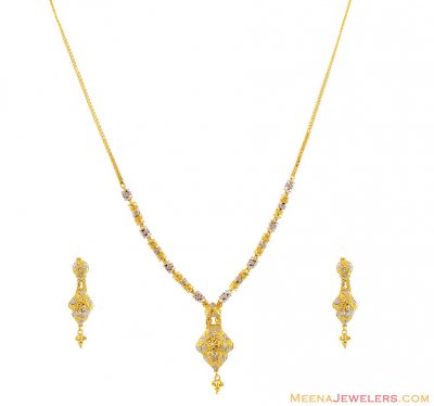 22K Two Tone Necklace Set ( Light Sets )