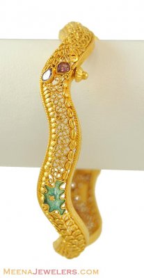 Gold MeenaKari Wavy Kada ( Kadas )