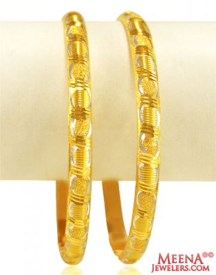 22k Gold Machine Bangles (2 Pcs) ( Gold Bangles )