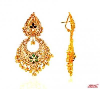 22k Gold Chandbali Earrings ( 22Kt Gold Fancy Earrings )