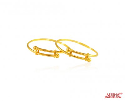 22K Gold Baby Pipe Bangles (2 Pcs) ( Baby Bangles )