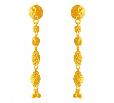 22K Gold Long Earrings ( 22Kt Gold Fancy Earrings )