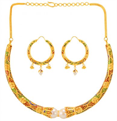 22Karat Gold Pipe Necklace Set ( Gold Designer Sets )