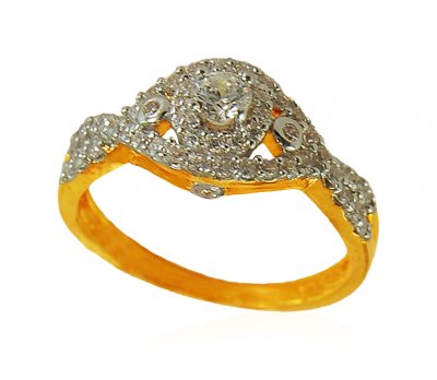 CZ Solitaire 22K Gold Ring ( Ladies Signity Rings )