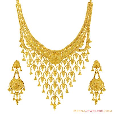 22K Traditional Bridal Necklace Set ( Bridal Necklace Sets )