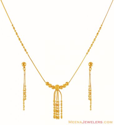 22K Gold Balls Necklace Set ( Light Sets )