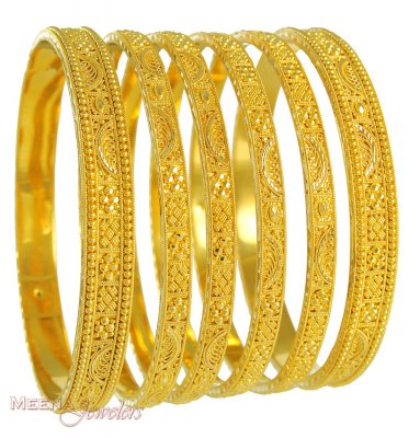 22Kt Gold Bangles Set of 4 bangles 2 Kada sold ( Set of Bangles )