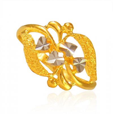 22 Karat Gold Two Tone Ring  ( Ladies Gold Ring )