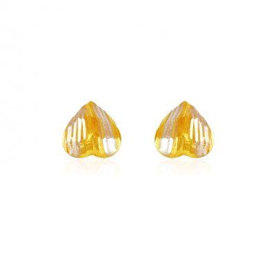 22K Gold Two Tone Kids Earrings ( 22 Kt Gold Tops )