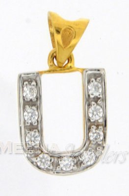 22Kt Gold Pendant with Initial(U) ( Initial Pendants )