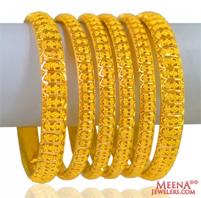 22K Gold Bangles (6 pcs ) ( Set of Bangles )