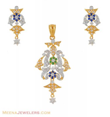 22Kt gold signity pendant set ( Fancy Pendant Set )